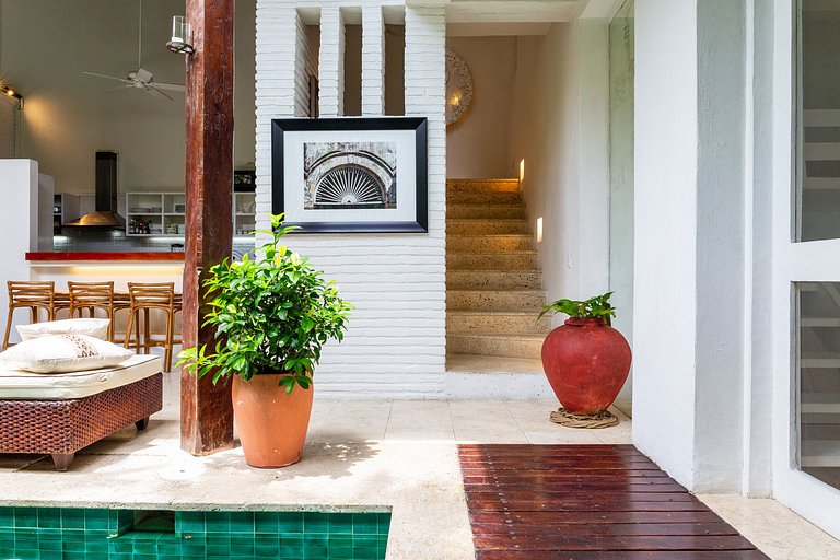 Car083 - Charmosa villa com piscina e 3 suites em Cartagena