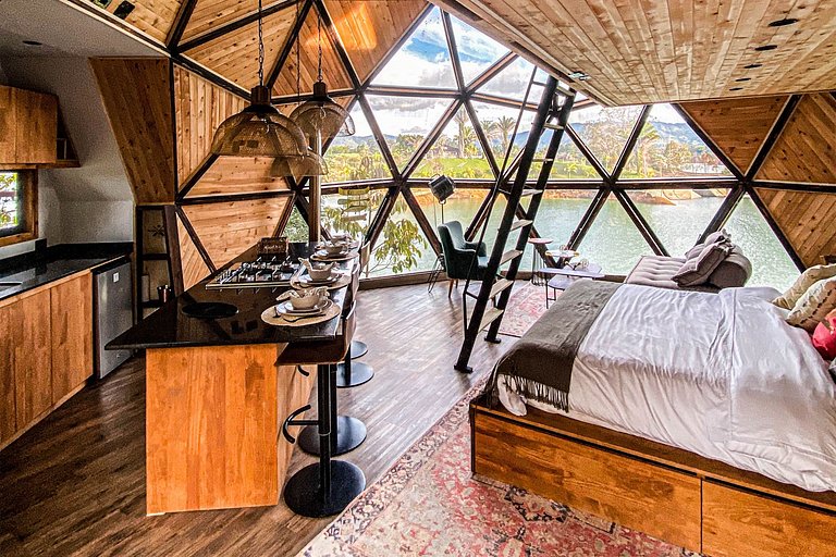 Med017 - Dôme en bois unique avec vue sur le lac à Guatapé